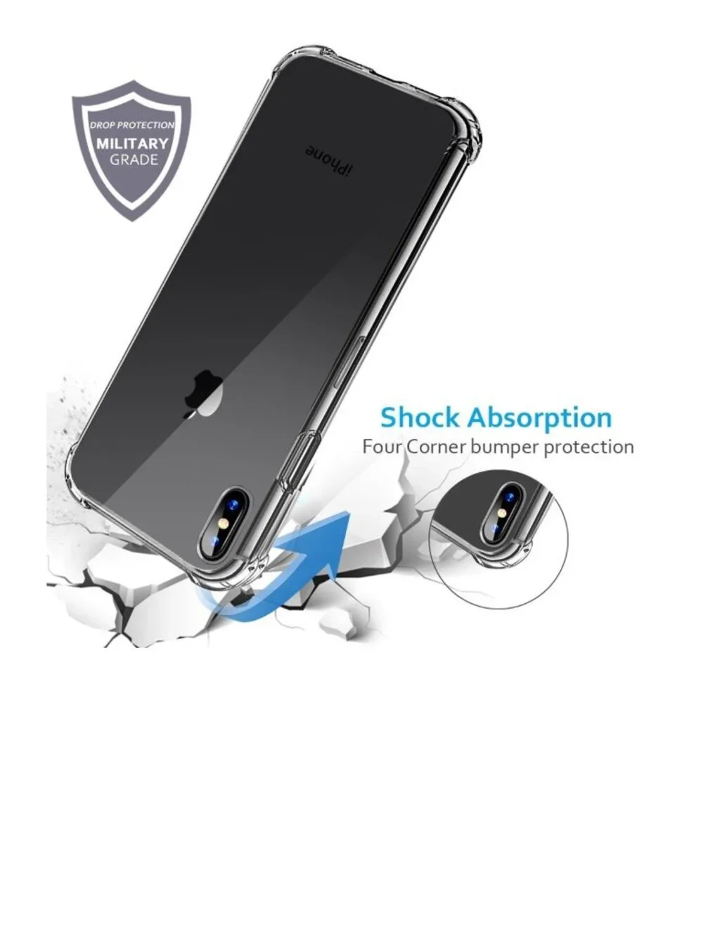 2 NEW iPhone Xs 1Os X 10 Clear Case Cover Transparent Slim Shock Absorption NIP